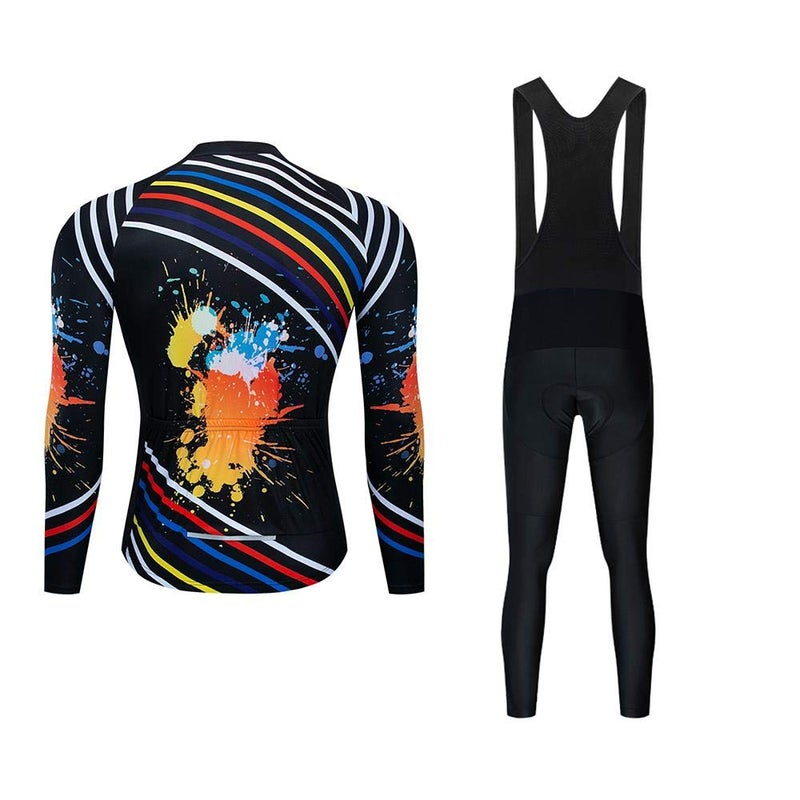 MOXILYN Cycling Jerseys Men Set Bike Clothing for Men Long Sleeve Bike Jacket and Cycling Bibs Pants with 20D Gel Pad - Image 2